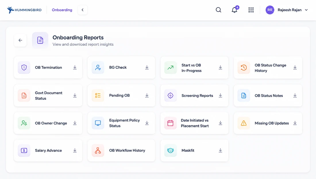 HummingBird onboarding reports library