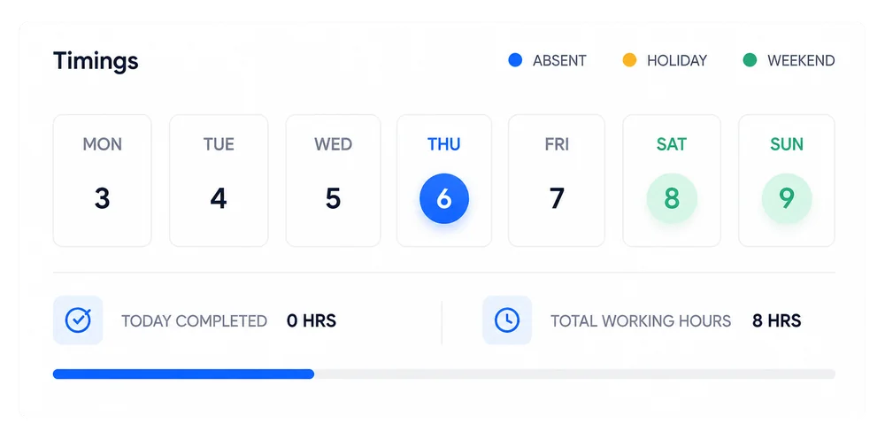 HummingBird shift timings configuration screen